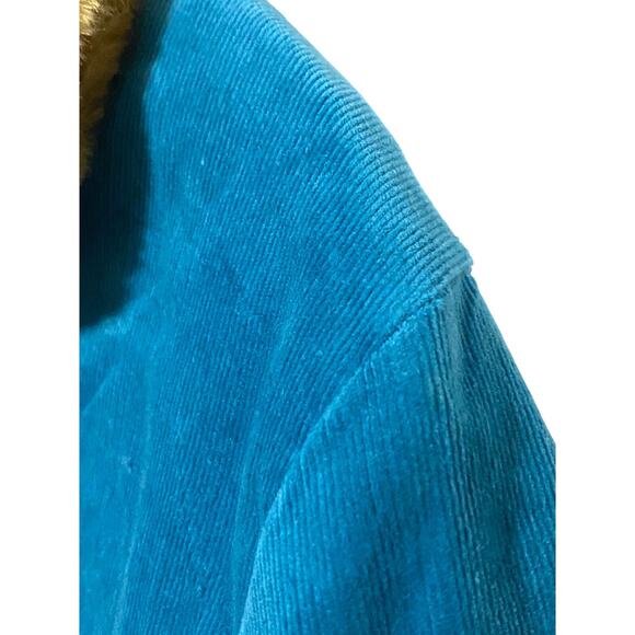 Corduroy Blue Coat Fuzzy Collar Buttons Jelly Bean Plus Size Apparel Girls 12.5 - Picture 3 of 9